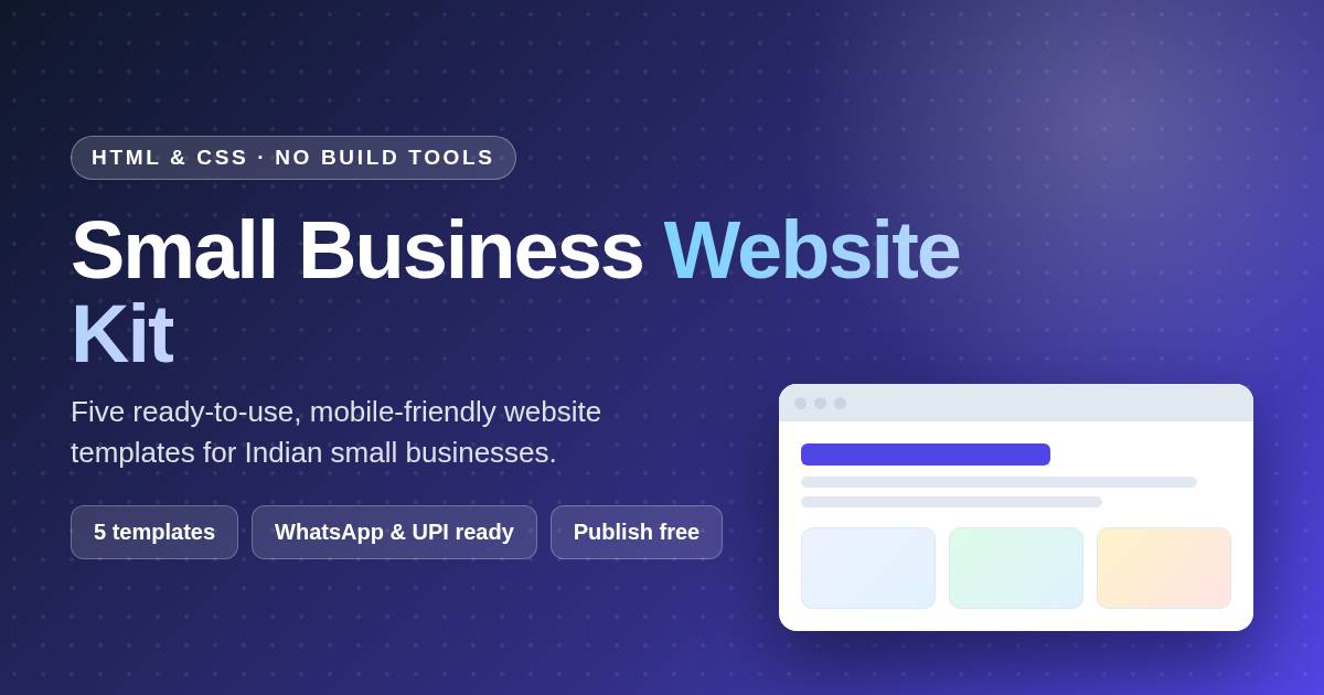 Small Business Website Kit — five HTML and CSS website templates