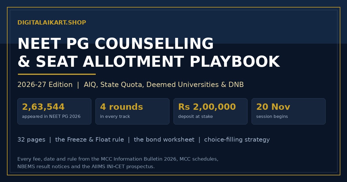 The NEET PG Counselling & Seat Allotment Playbook 2026-27 — cover